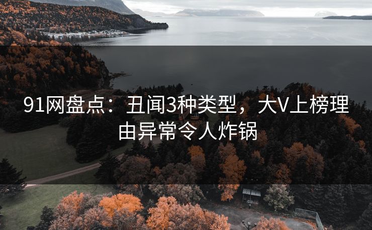 91网盘点：丑闻3种类型，大V上榜理由异常令人炸锅