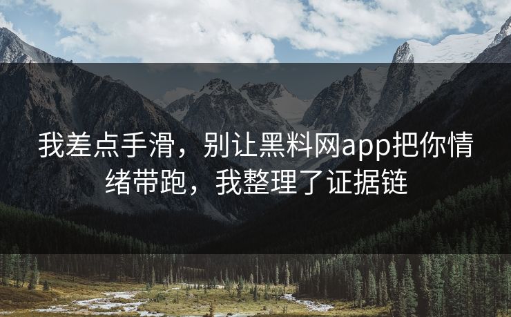 我差点手滑，别让黑料网app把你情绪带跑，我整理了证据链
