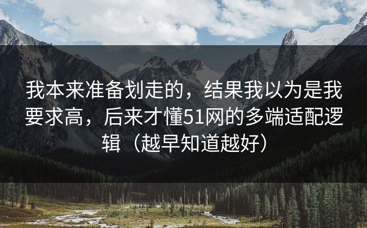 我本来准备划走的，结果我以为是我要求高，后来才懂51网的多端适配逻辑（越早知道越好）