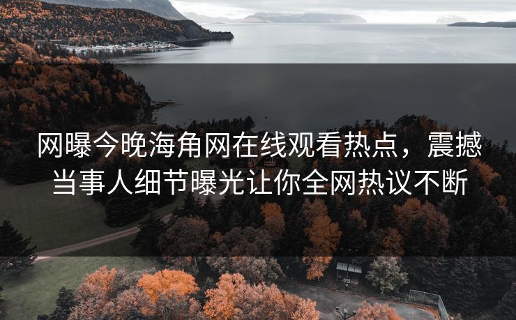 网曝今晚海角网在线观看热点，震撼当事人细节曝光让你全网热议不断