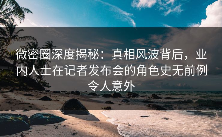 微密圈深度揭秘：真相风波背后，业内人士在记者发布会的角色史无前例令人意外